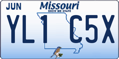 MO license plate YL1C5X