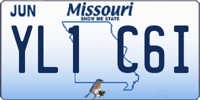 MO license plate YL1C6I
