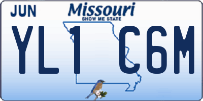 MO license plate YL1C6M