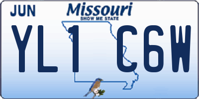 MO license plate YL1C6W
