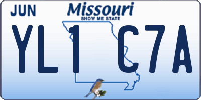 MO license plate YL1C7A