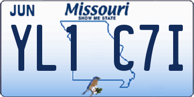 MO license plate YL1C7I