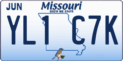 MO license plate YL1C7K