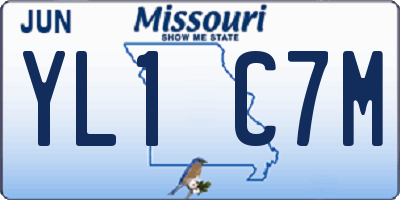 MO license plate YL1C7M
