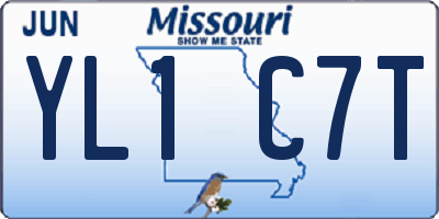 MO license plate YL1C7T