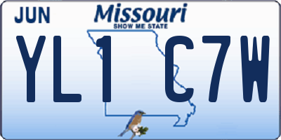 MO license plate YL1C7W
