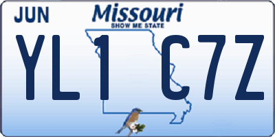 MO license plate YL1C7Z