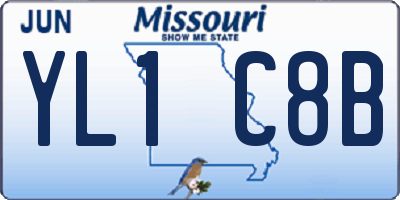 MO license plate YL1C8B