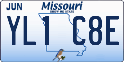 MO license plate YL1C8E