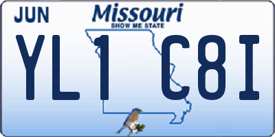 MO license plate YL1C8I