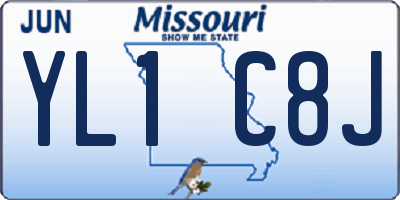 MO license plate YL1C8J