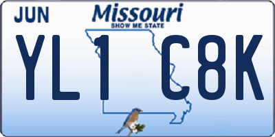 MO license plate YL1C8K
