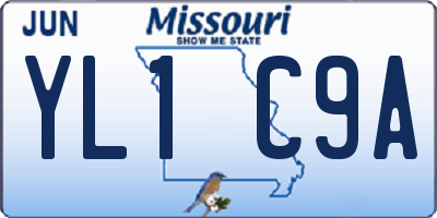 MO license plate YL1C9A