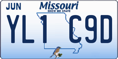 MO license plate YL1C9D