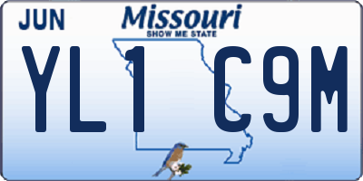 MO license plate YL1C9M