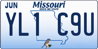 MO license plate YL1C9U