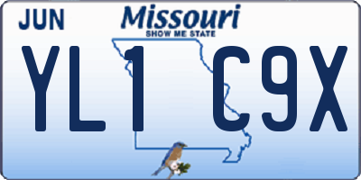 MO license plate YL1C9X