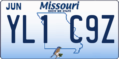 MO license plate YL1C9Z