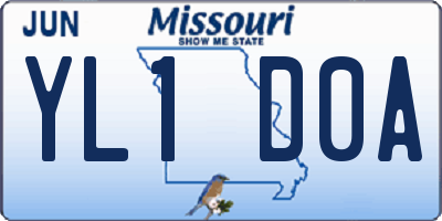 MO license plate YL1D0A
