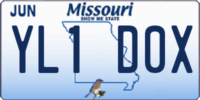 MO license plate YL1D0X