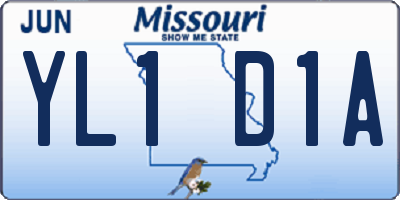 MO license plate YL1D1A