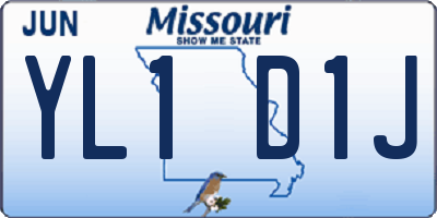 MO license plate YL1D1J