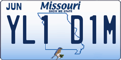 MO license plate YL1D1M