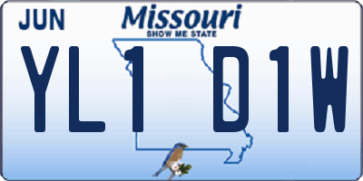 MO license plate YL1D1W