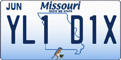 MO license plate YL1D1X