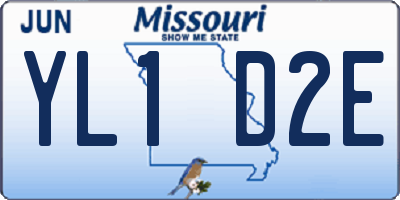 MO license plate YL1D2E