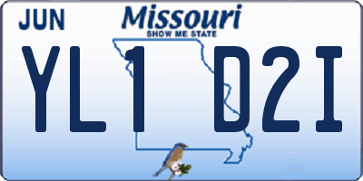 MO license plate YL1D2I