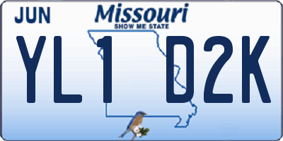 MO license plate YL1D2K