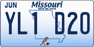 MO license plate YL1D2O