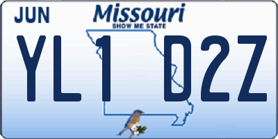 MO license plate YL1D2Z
