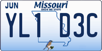 MO license plate YL1D3C