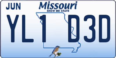 MO license plate YL1D3D