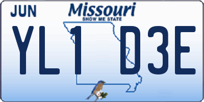 MO license plate YL1D3E