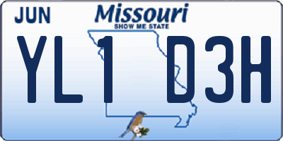 MO license plate YL1D3H