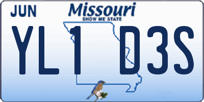 MO license plate YL1D3S