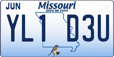 MO license plate YL1D3U