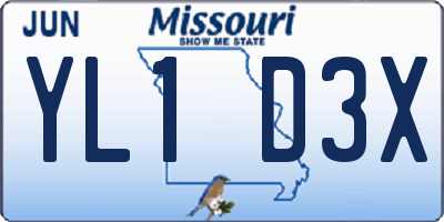MO license plate YL1D3X