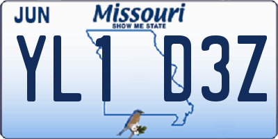 MO license plate YL1D3Z