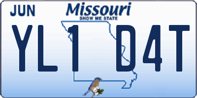 MO license plate YL1D4T