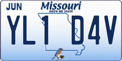 MO license plate YL1D4V