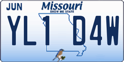 MO license plate YL1D4W