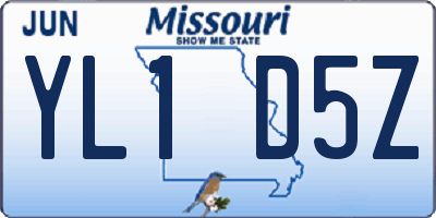 MO license plate YL1D5Z