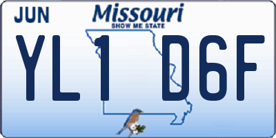MO license plate YL1D6F