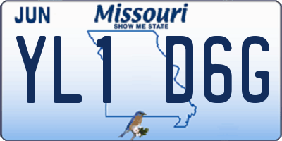 MO license plate YL1D6G