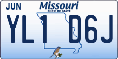 MO license plate YL1D6J