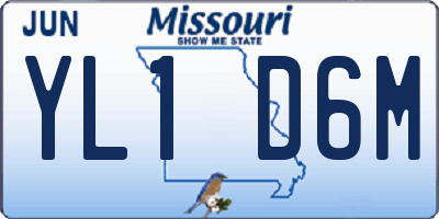 MO license plate YL1D6M